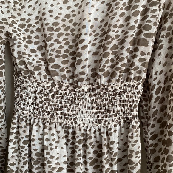 Forever 21 Cheetah Animal Print Smocked Long Sleeve Tunic Top Size M - Picture 9 of 12